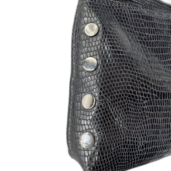 Hammitt VIP Medium Black Lizard Emboss Crossbody Gunmetal Red Suede - Picture 6 of 16